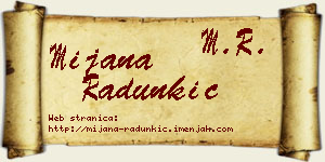 Mijana Radunkić vizit kartica